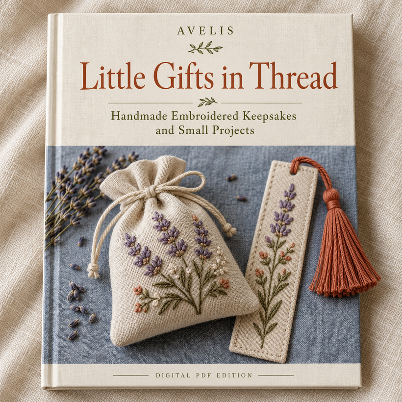 Book mockup for Little Gifts in Thread.