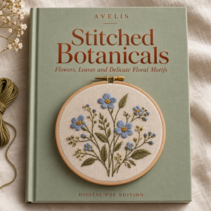 Book mockup for Stitched Botanicals.