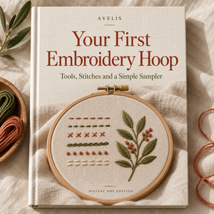 Book mockup for Your First Embroidery Hoop.
