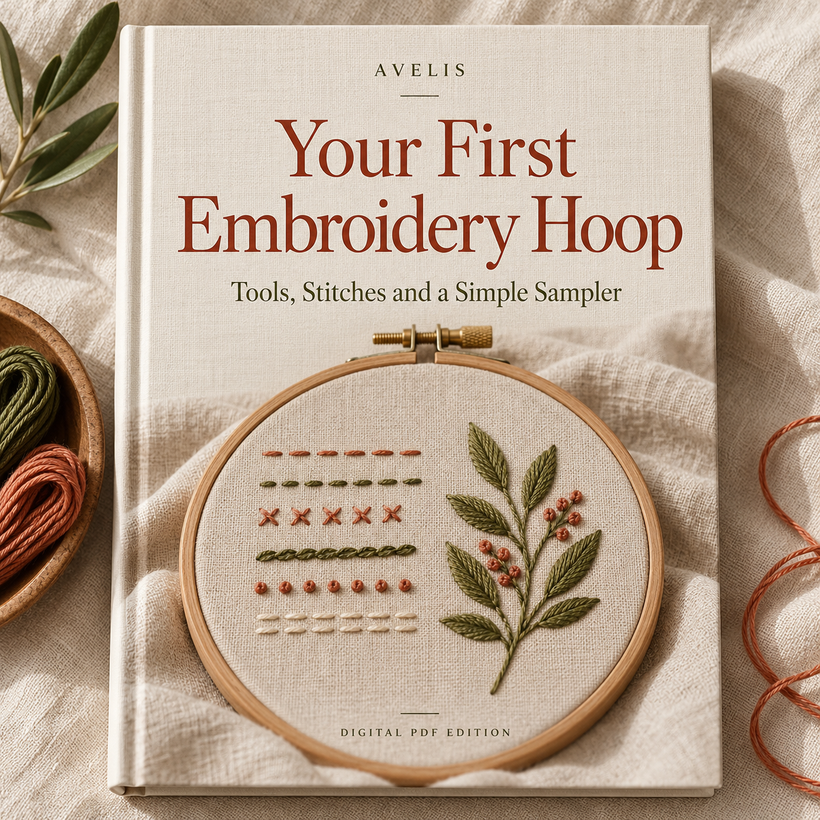Book mockup for Your First Embroidery Hoop.